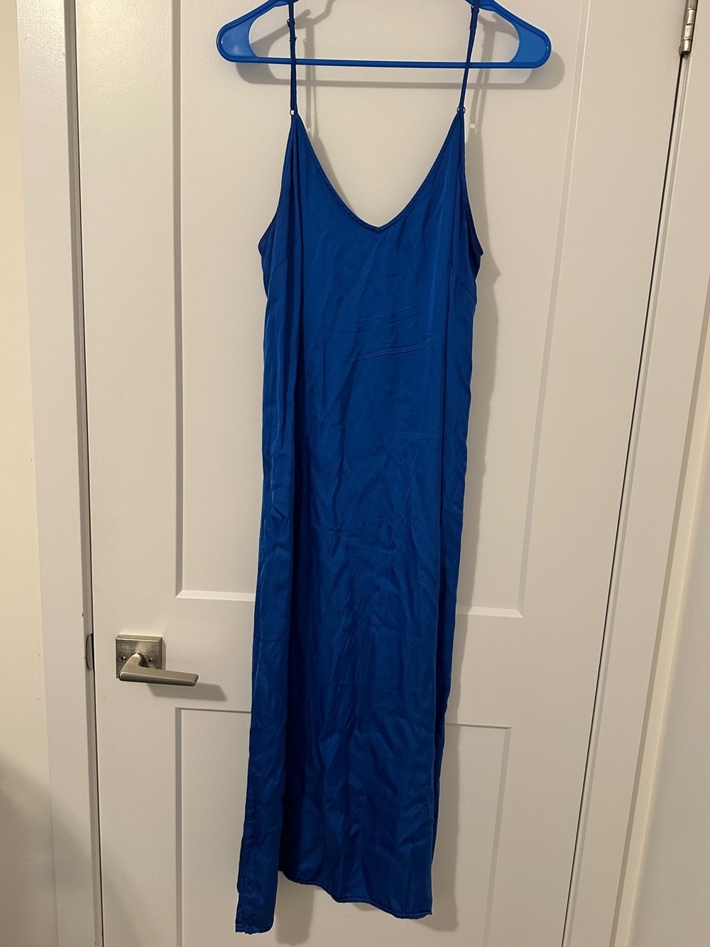 Aerie Royal Blue Satin Maxi Slip Dress Size Large Women’s